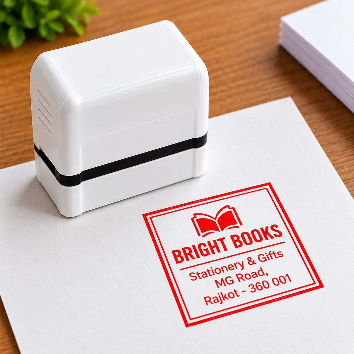Custom Square Rubber Stamp – Personalized Office & Business Stamp