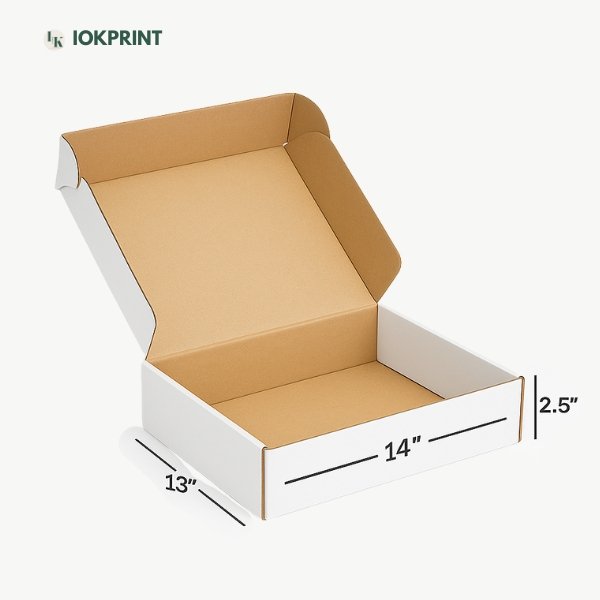 3-Ply White Flap Box 14X13X2.5 Inch | Ultra-Durable, Eco-Friendly Corrugated Packaging