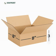 3 Ply Brown Corrugated Carton Box 8x8x3 inches