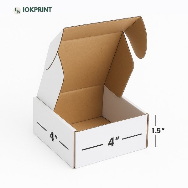 3-Ply White Flap Box 4x4x1.5 Inch | Ultra-Durable, Eco-Friendly Corrugated Packaging