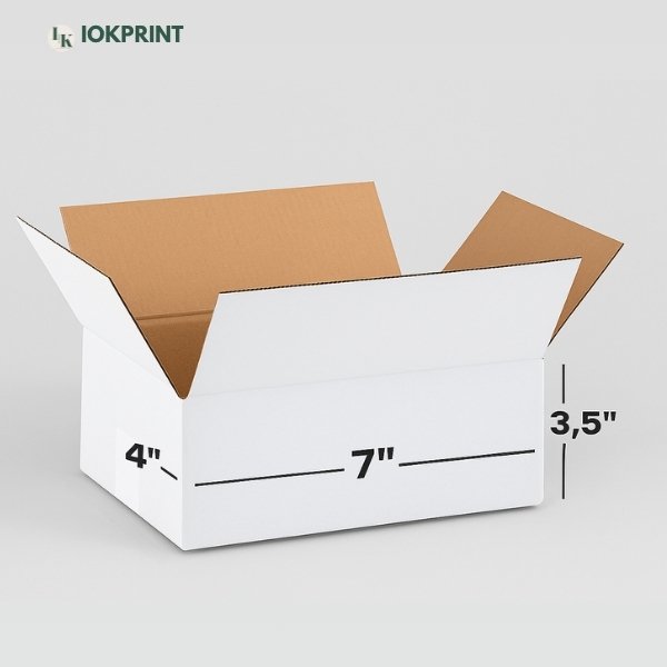 3 Ply White Corrugated Box – 7x4x3.5 Inches | Custom Packing Carton for Shipping & Storage