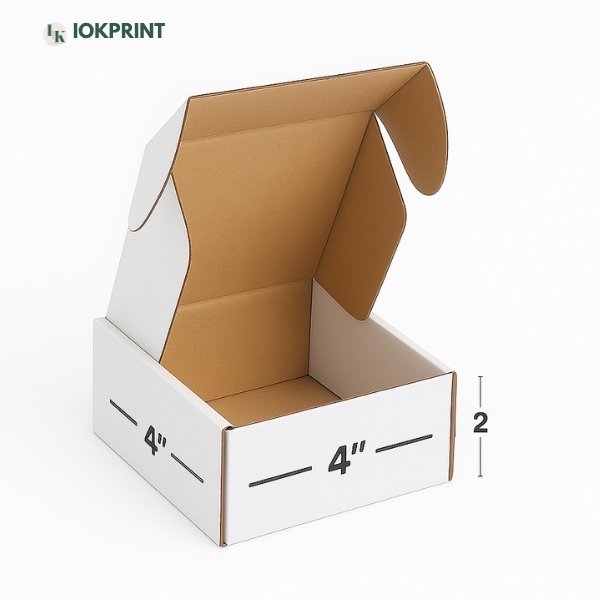 3-Ply White Flap Box 4x4x2 Inch | Ultra-Durable, Eco-Friendly Corrugated Packagin