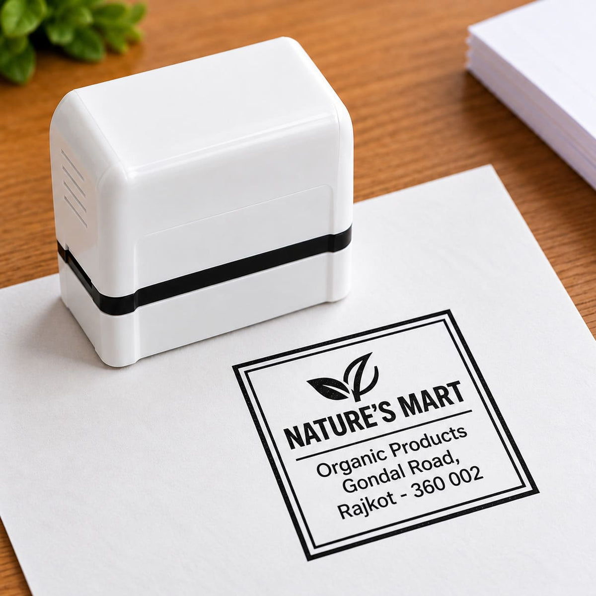 Custom Square Rubber Stamp – Personalized Office & Business Stamp