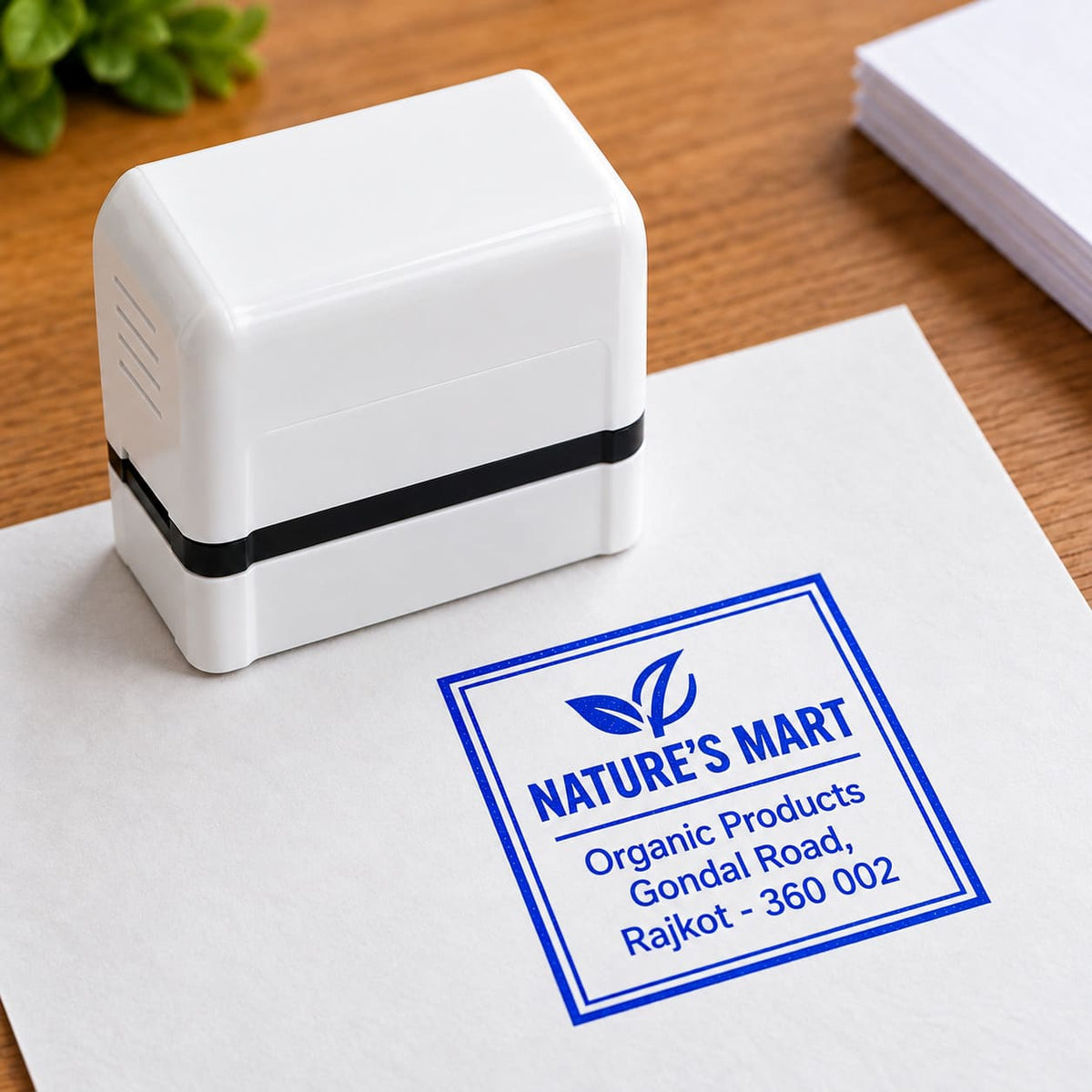 Custom Square Rubber Stamp – Personalized Office & Business Stamp