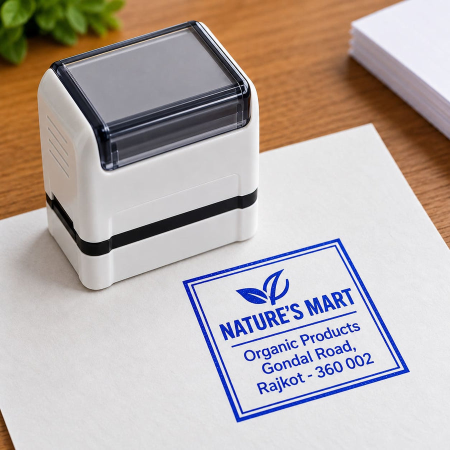 Custom Square Rubber Stamp – Personalized Office & Business Stamp